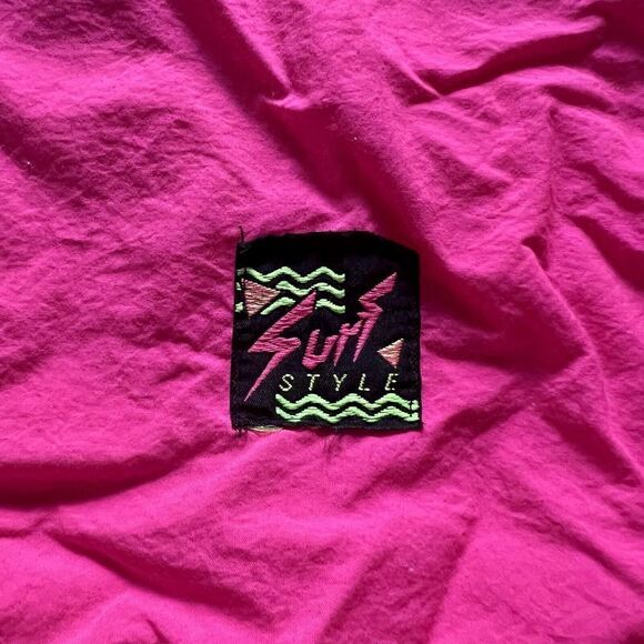 Surf Style Pink Jacket Windbreaker Light Retro Atomic Neon XL 52" girth OSFA XH - Picture 4 of 7